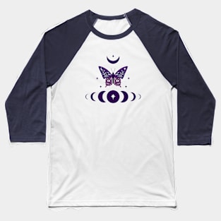 Design with magical butterfly and moon phases Baseball T-Shirt